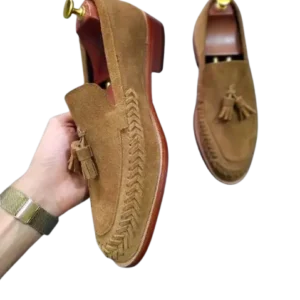 brown suede penny loafers mens with tassels