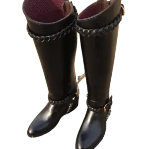 black leather riding boots