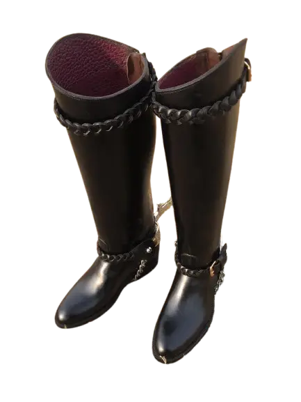 black leather riding boots