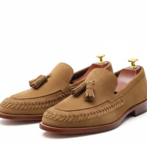 brown suede penny loafers mens with tassels brown penny loafers with tassels slip-on shoes mens brown penny loafer shoes suede finish brown penny loafers suede with braided side detail penny loafer brown suede classic slip-on style